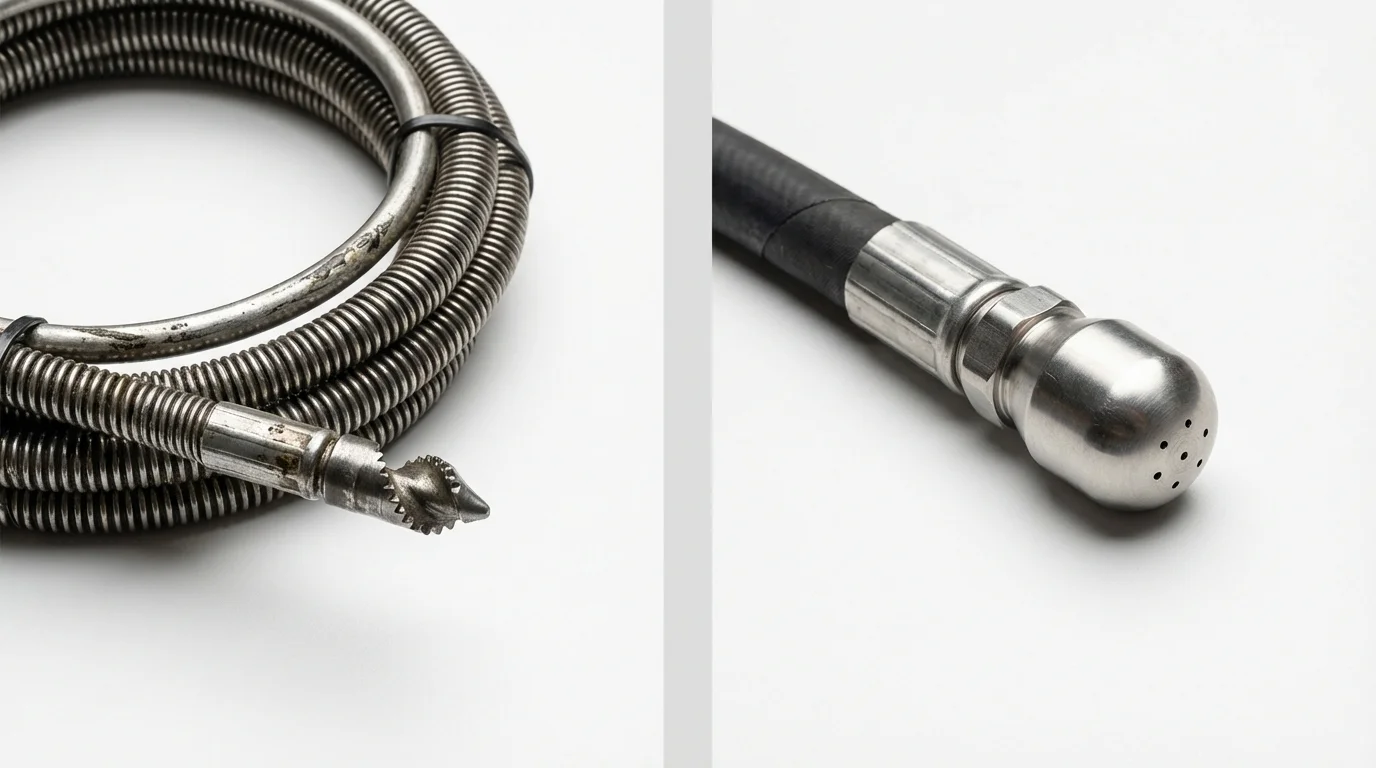 Drain snake cable and hydro jetting nozzle used for drain cleaning in Coto Laurel, PR