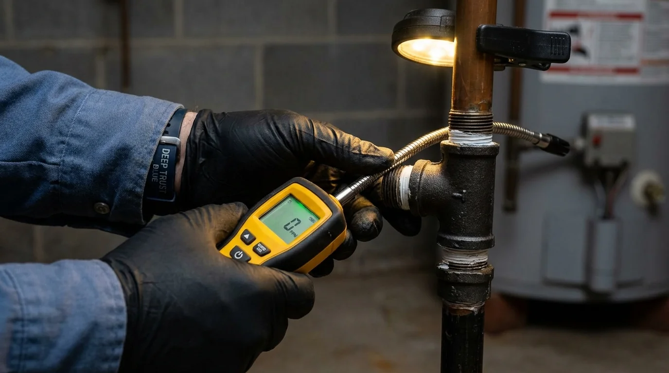 Gas leak detection with electronic sniffer by Johns Plumbing LLC in Coto Laurel