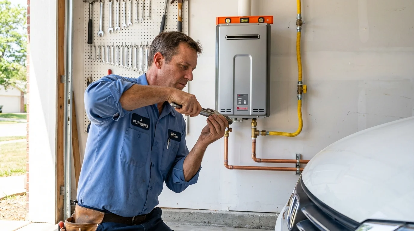 Tankless water heater installation by a Johns Plumbing LLC plumber in Coto Laurel